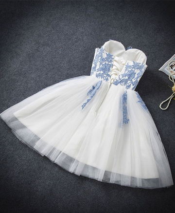 A-line Blue Sweetheart Strapless Appliques Homecoming Dresses HZ1023